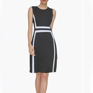 Calvin Klein Colorblock Sleeveless Scuba Sheath Dress